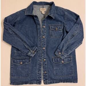 Vintage Sonoma Denim Chore Jacket Size M Women Dark Wash Button Front Pockets